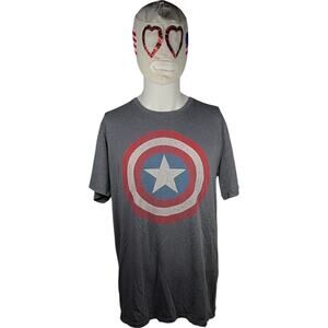 Old Navy XL Y2K Captain America Graphic Tee Gray Crew Neck Superhero Retro